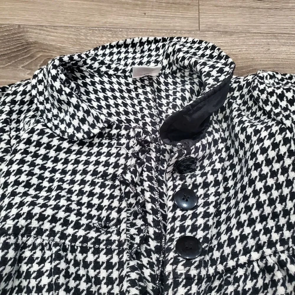 Girls Holiday Editions Jacket Size 7-8 Black and White Houndstooth Long Jacket